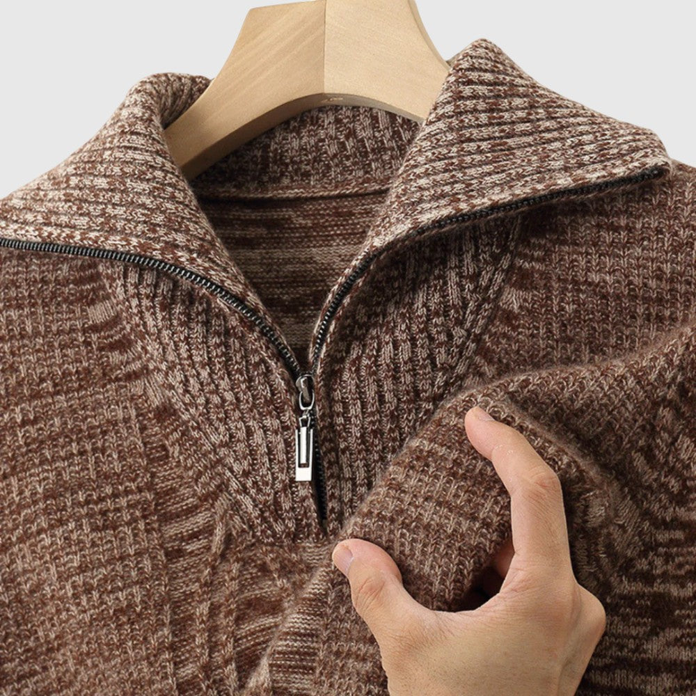 Libuše - Pull zippé Taranto en laine mérinos