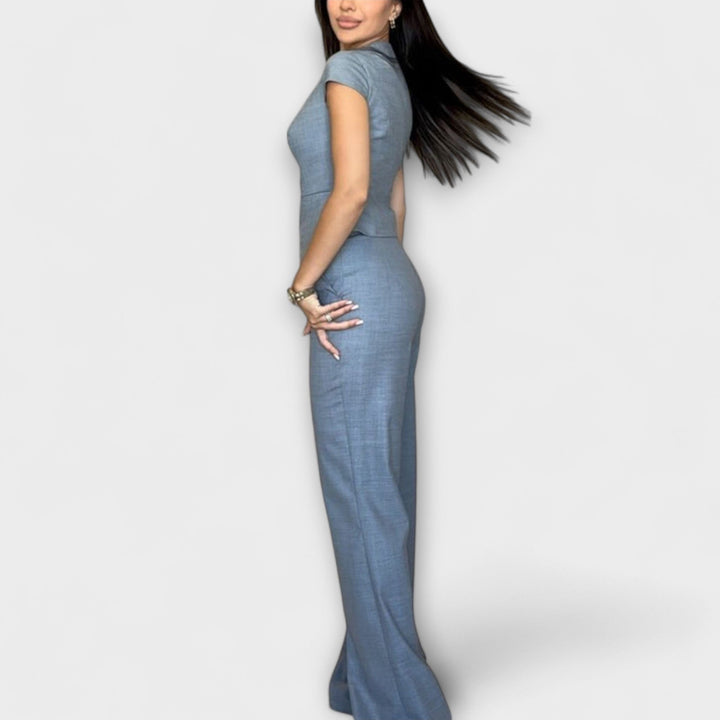 Ivy - Ensemble stylé de top à décolleté en V et pantalon
