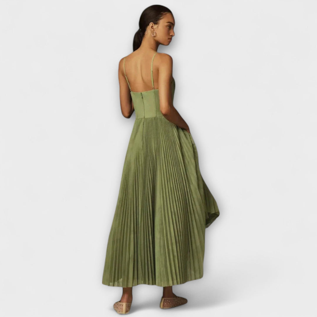 Marilyn - Robe Midi en Tulle Plissée avec Design Bustier