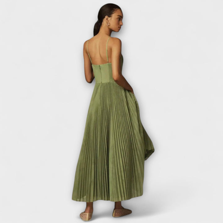 Marilyn - Robe Midi en Tulle Plissée avec Design Bustier