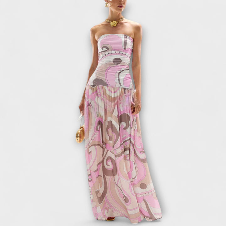 Tatum - Superbes robes maxi pastel avec épaules dénudées
