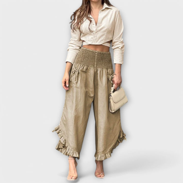 Jaya - Pantalons en lin amples avec des plis à la mode