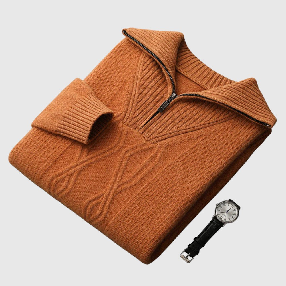 Libuše - Pull zippé Taranto en laine mérinos