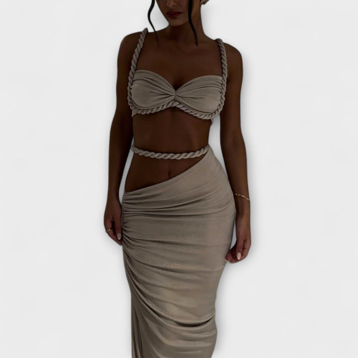 Jane - Duo de crop top en tricot à dégradé stylé et jupe overskirt