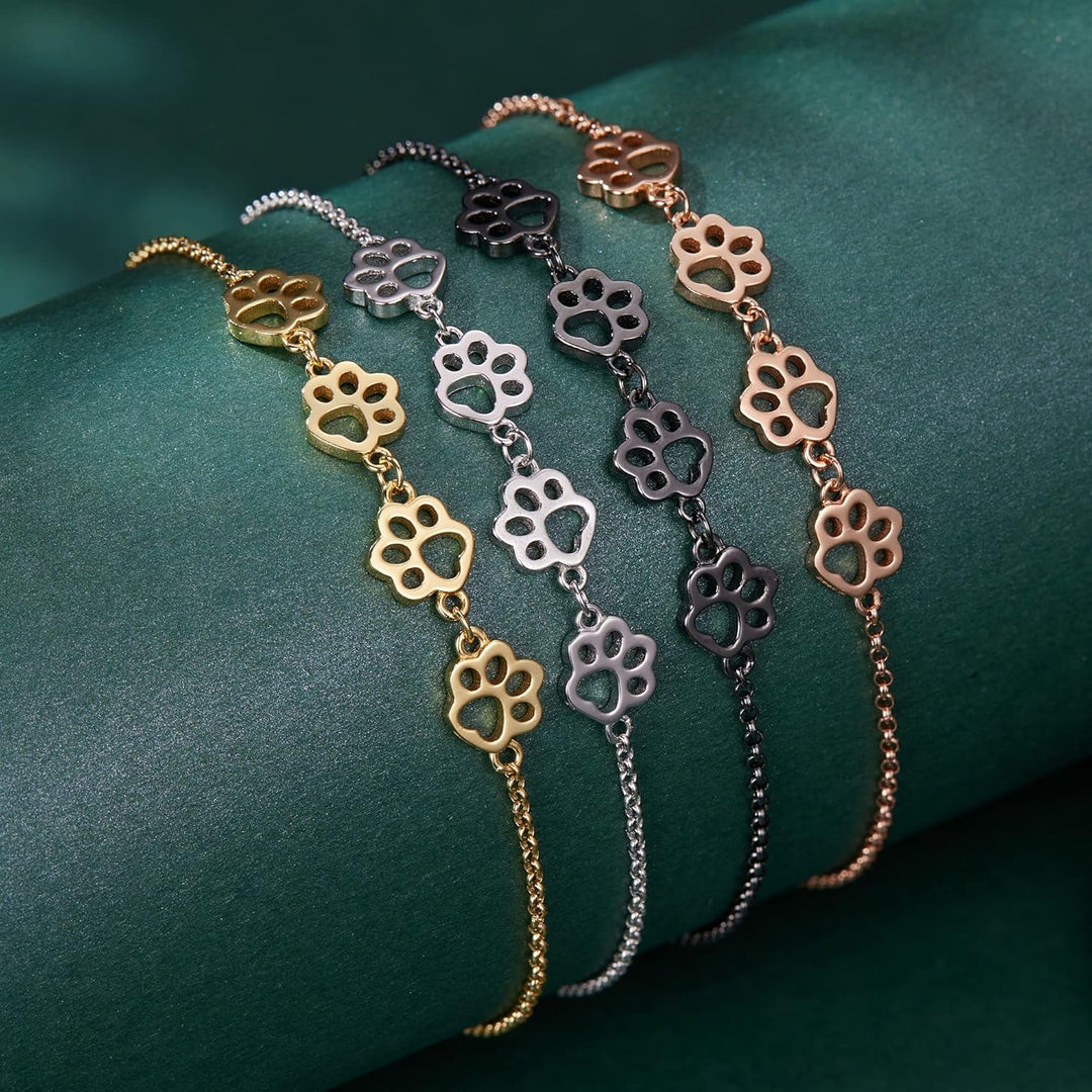 Bracelet avec empreinte de patte en argent – Taille ajustable