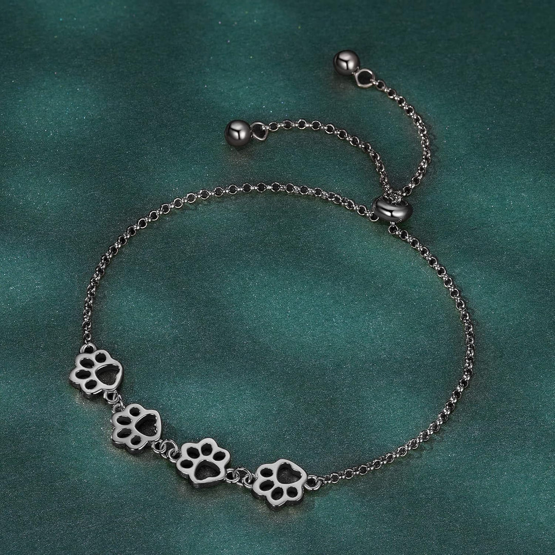 Bracelet avec empreinte de patte en argent – Taille ajustable