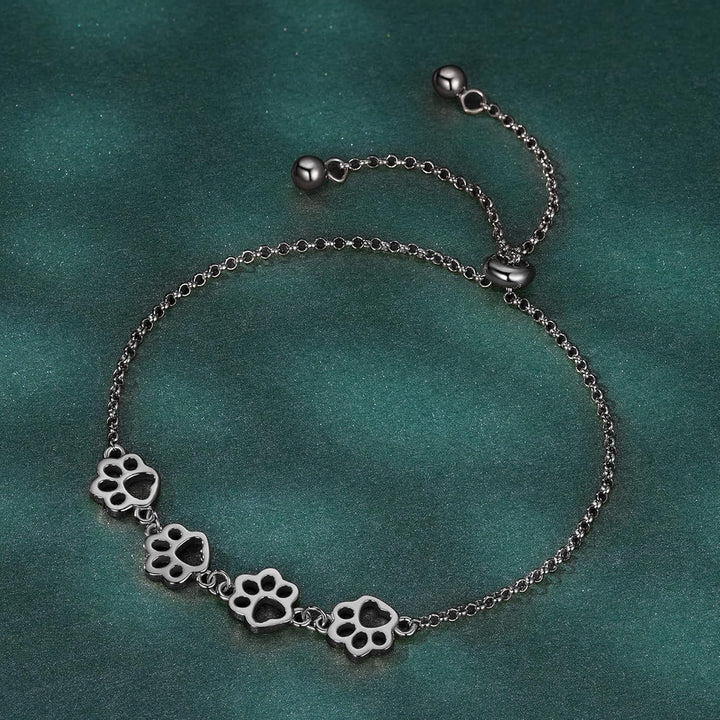 Bracelet avec empreinte de patte en argent – Taille ajustable