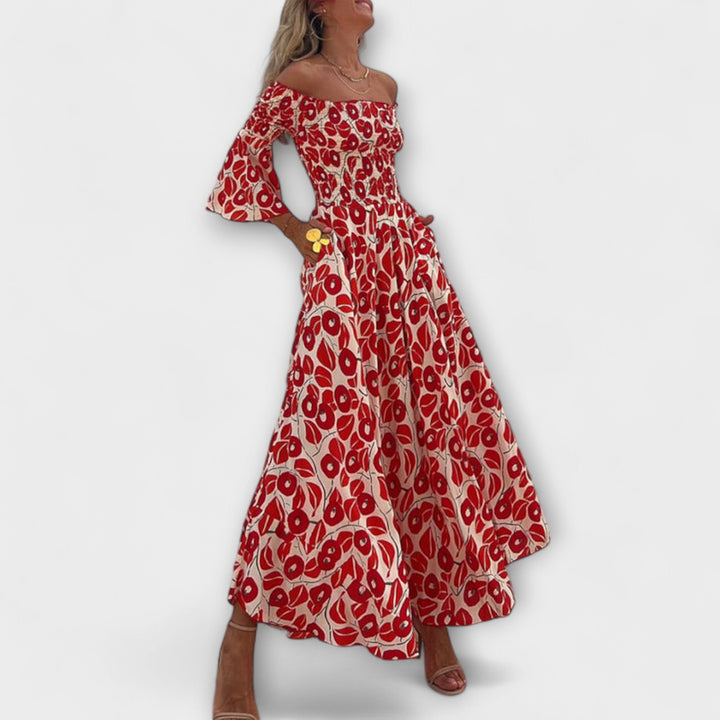 Sienna - Robe maxi à épaules dénudées, idéale pour les vacances