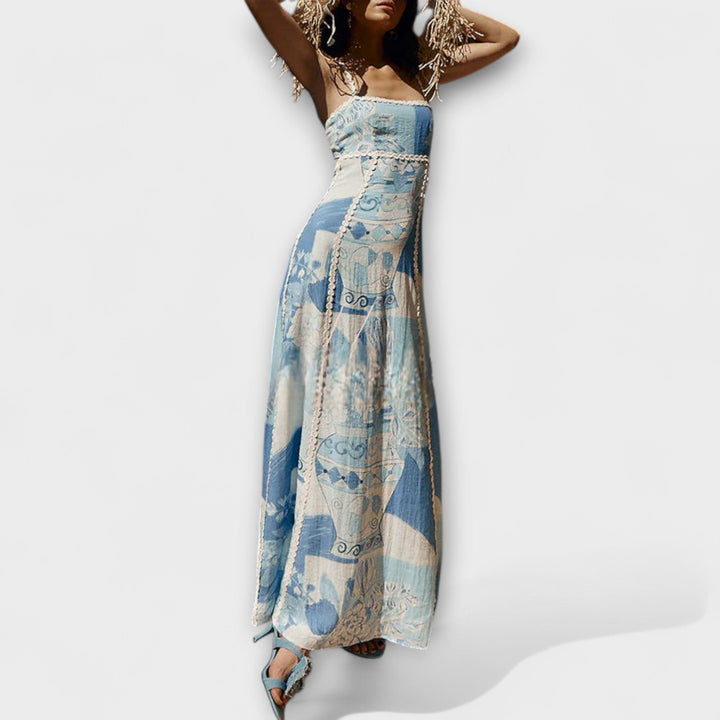 Terazza Ric Rac - Robe maxi en lin avec coupe évasée