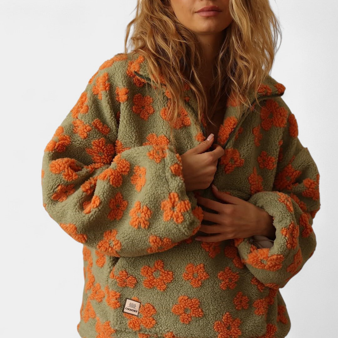 Daisy – Sweat à capuche en polaire réconfortant avec motif floral