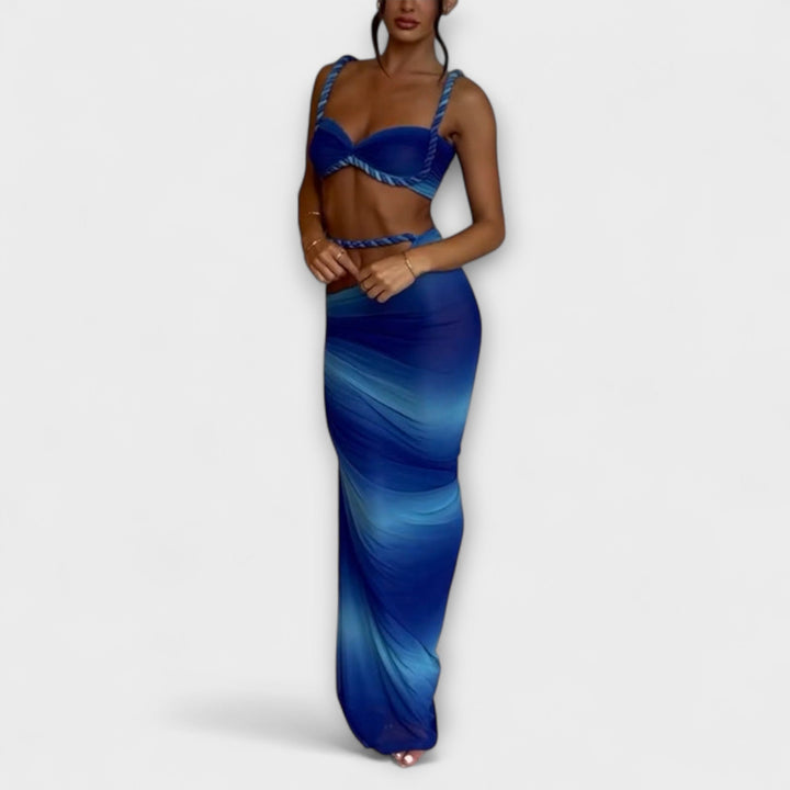 Jane - Duo de crop top en tricot à dégradé stylé et jupe overskirt