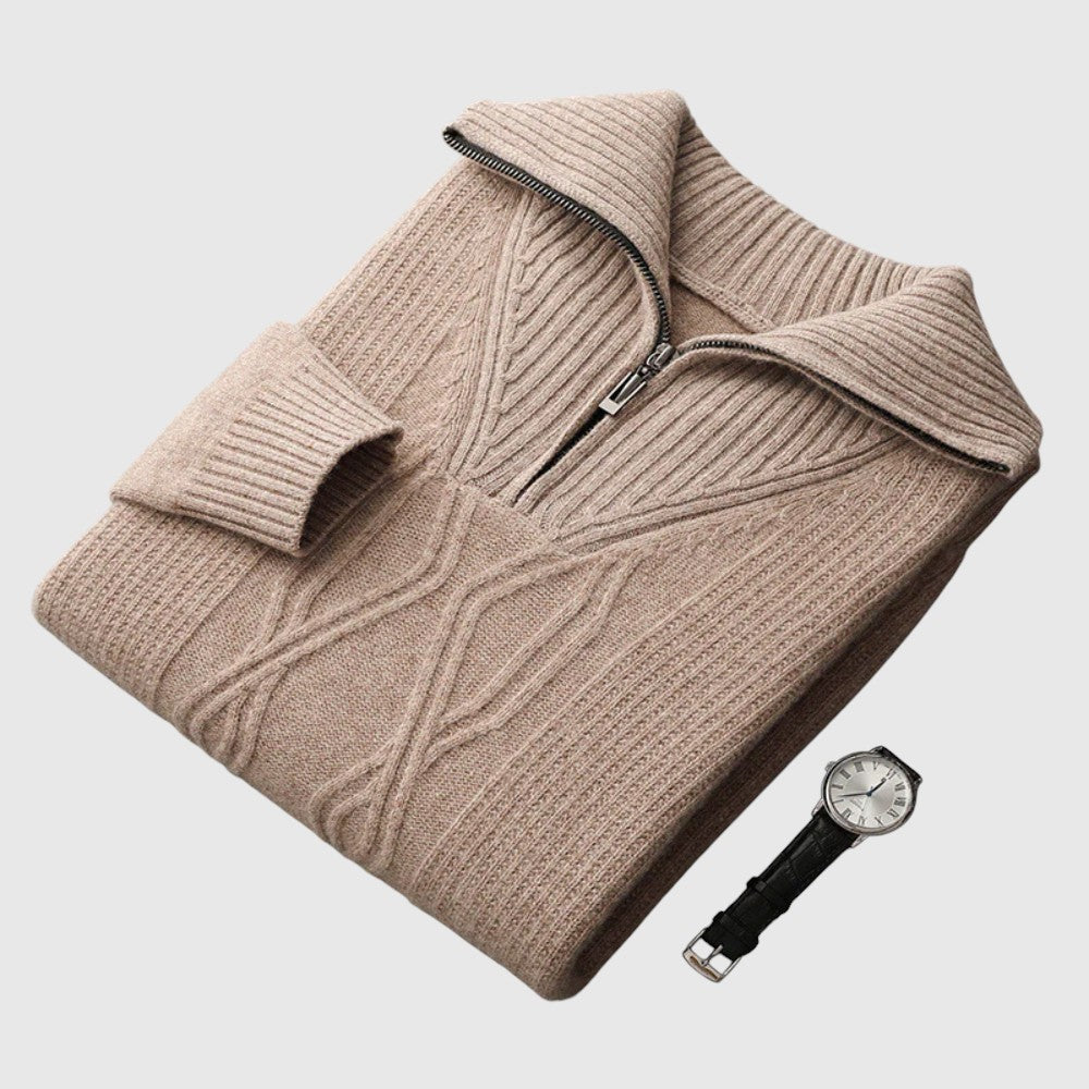 Libuše - Pull zippé Taranto en laine mérinos