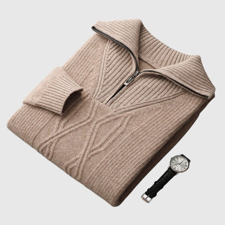 Libuše - Pull zippé Taranto en laine mérinos