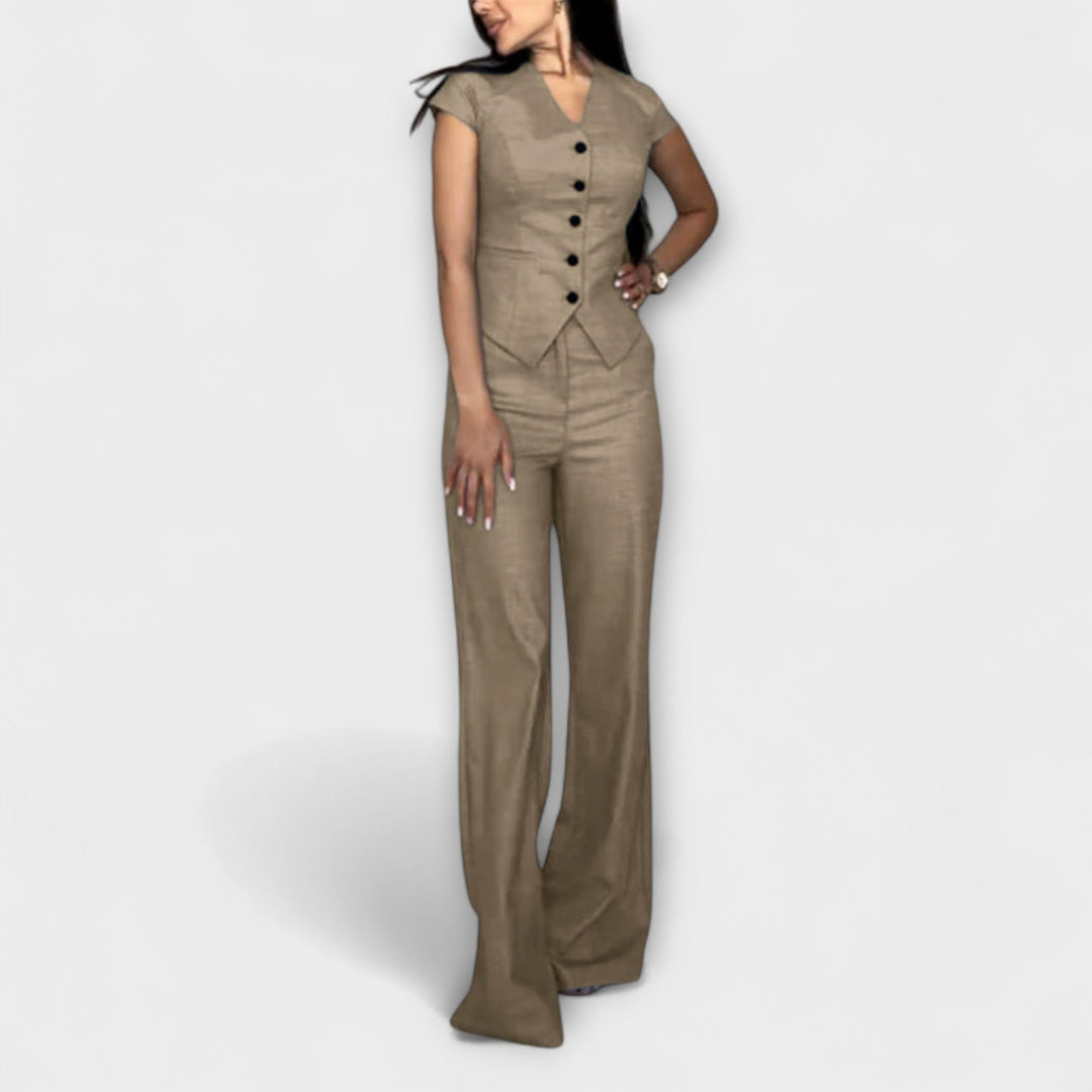 Ivy - Ensemble stylé de top à décolleté en V et pantalon