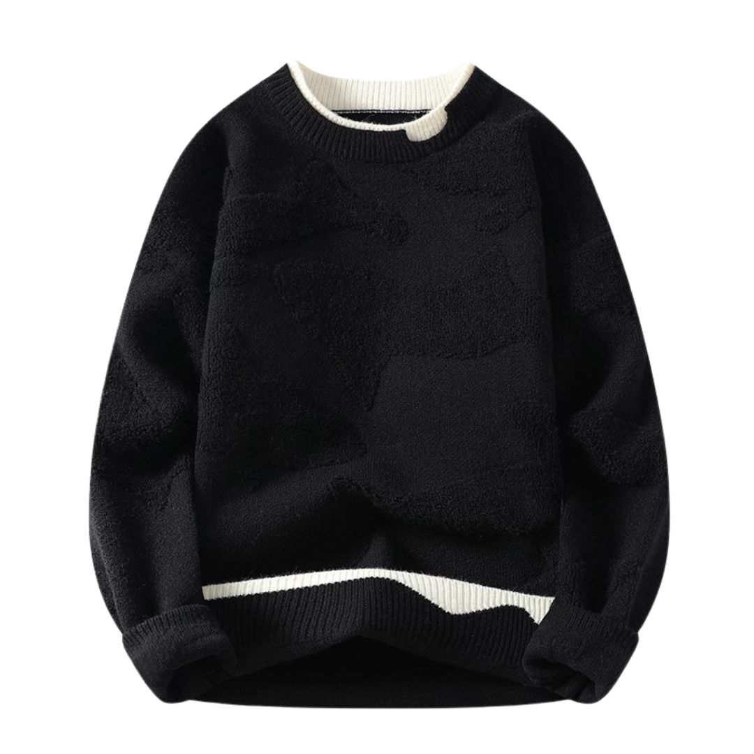 Pull avec motif texturé dans un style abstrait