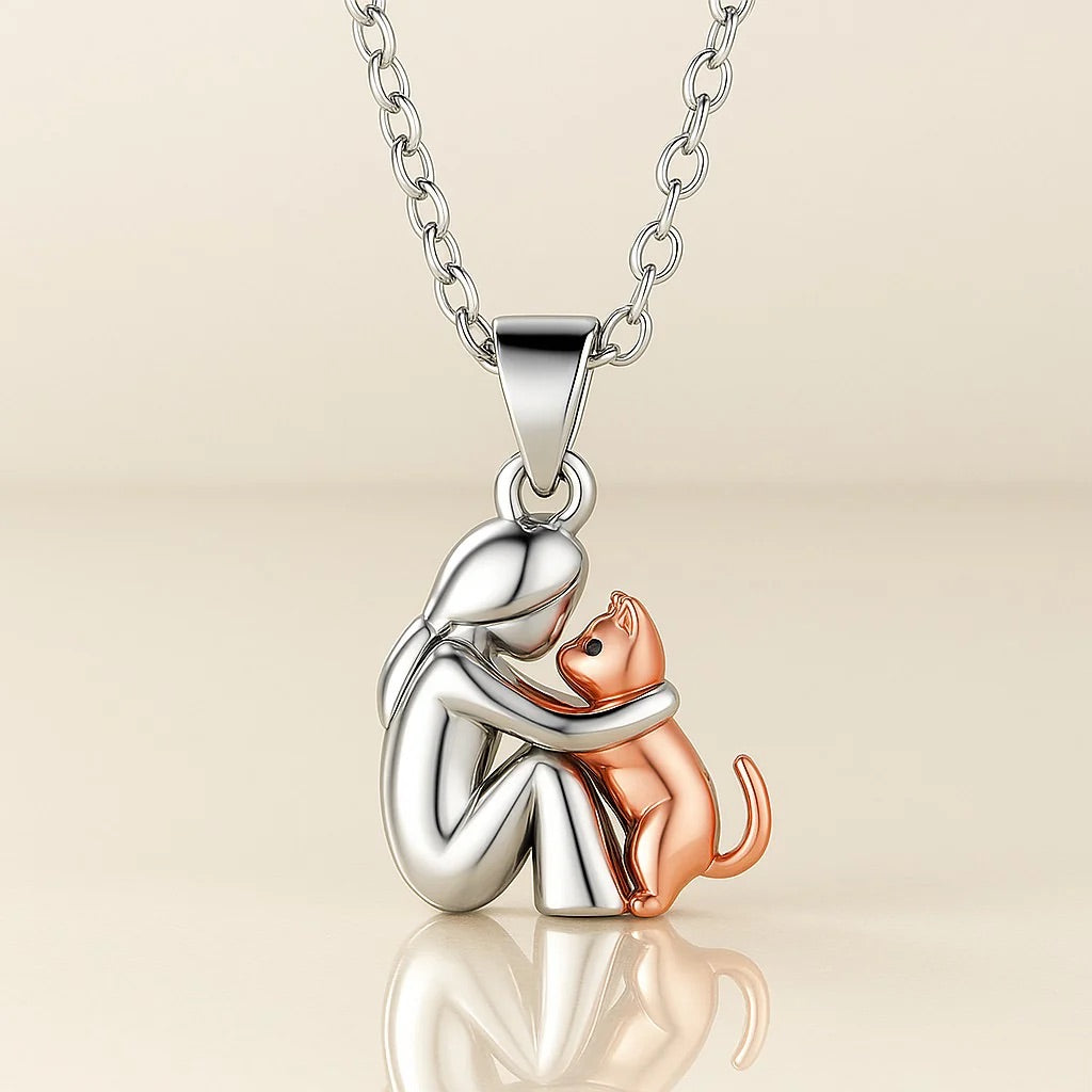 Collier avec pendentif Chat Étreinte