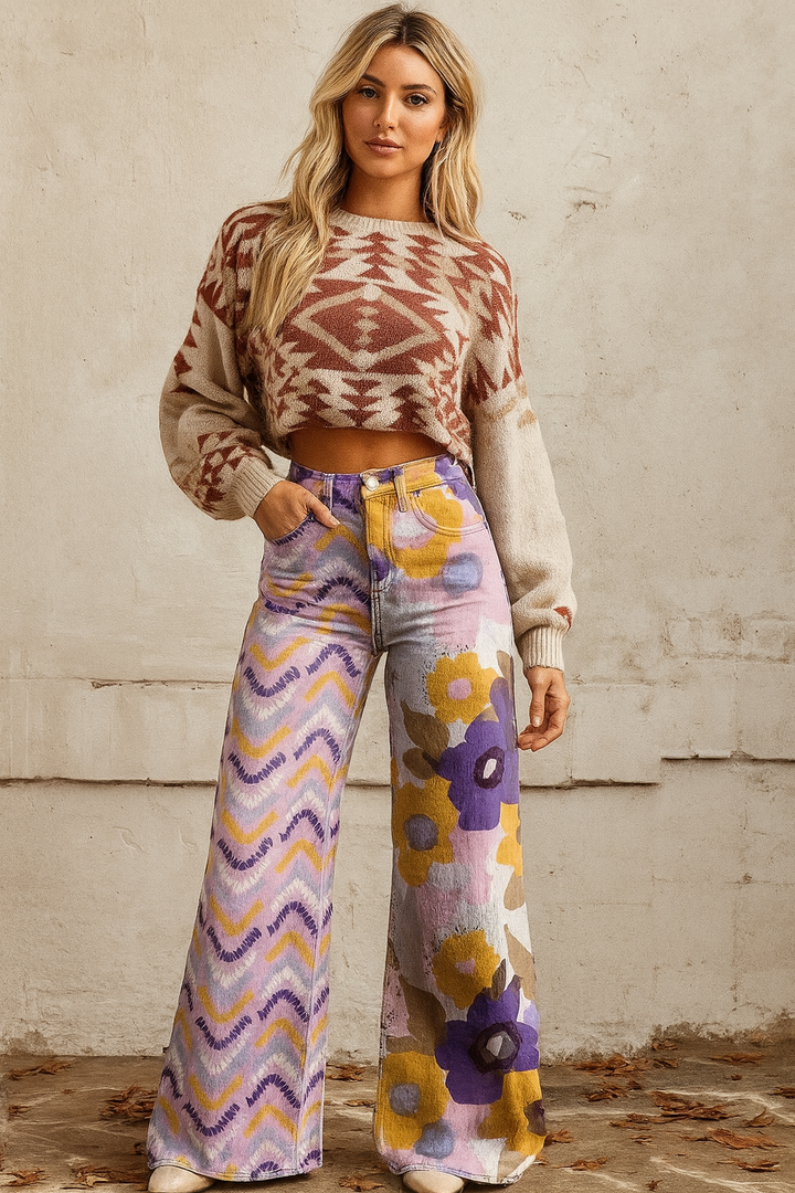 Karolína - Pantalons boho à fleurs