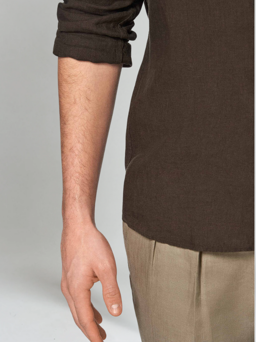 Chemise en Lin Essentielle - Brun Foncé
