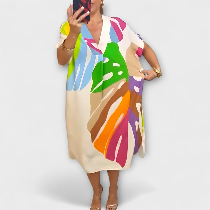 Roos - Robe décontractée avec impression colorée de feuilles