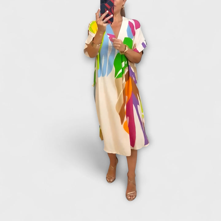 Roos - Robe décontractée avec impression colorée de feuilles