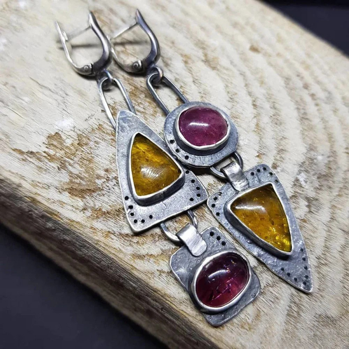 Boucles d'oreilles géométriques rétro en triangle