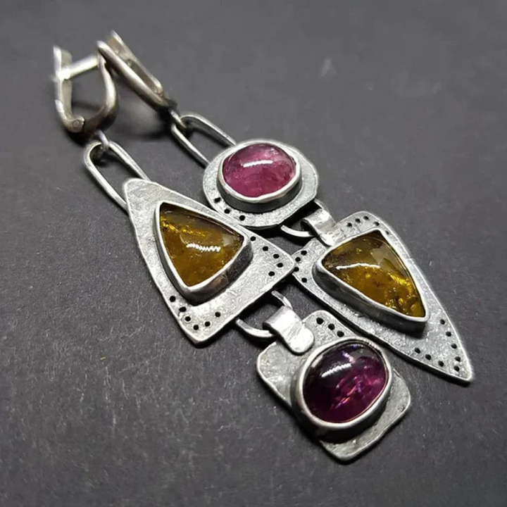 Boucles d'oreilles géométriques rétro en triangle