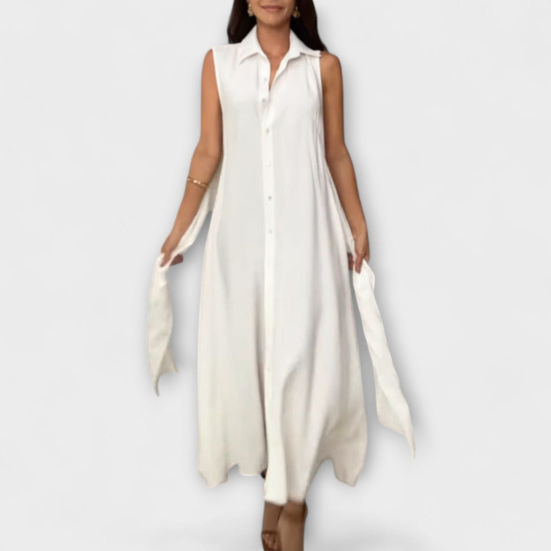 Mira - Robe midi impressionnante avec fermeture unie et détail à nouer