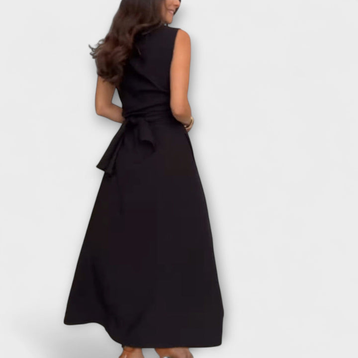 Mira - Robe midi impressionnante avec fermeture unie et détail à nouer