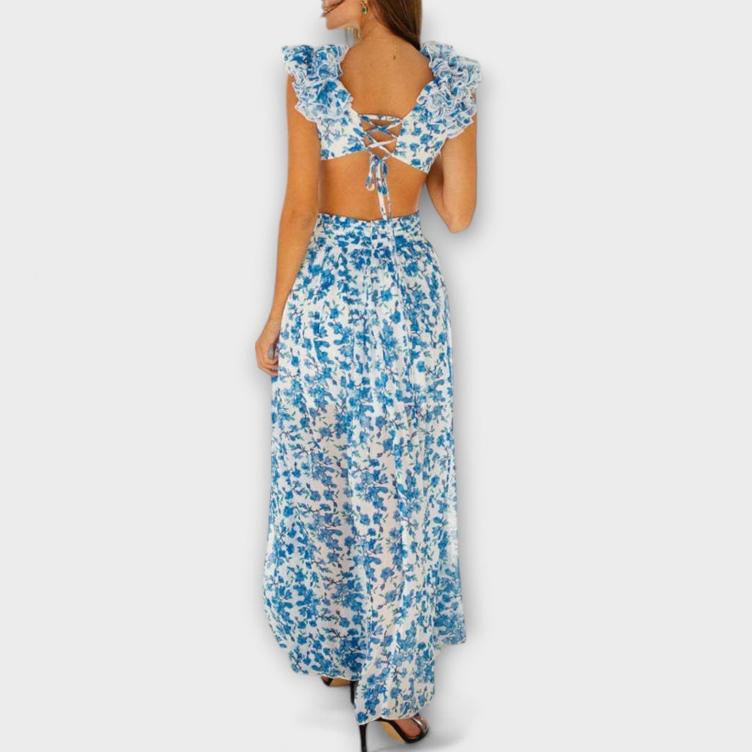 Elin - Robe maxi avec volants et découpes