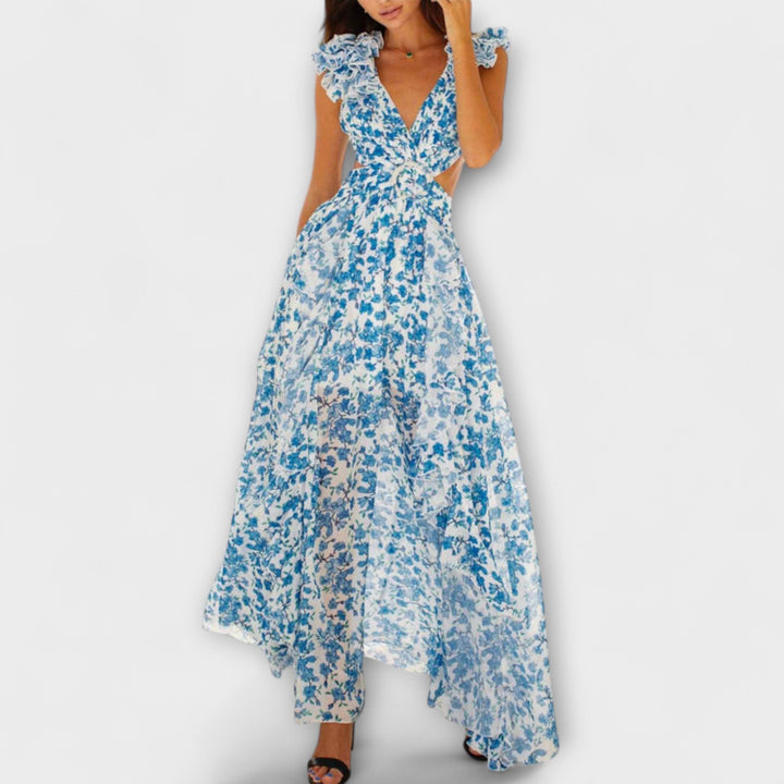 Elin - Robe maxi avec volants et découpes