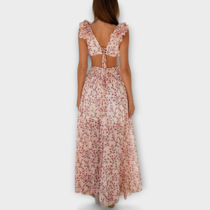 Elin - Robe maxi avec volants et découpes
