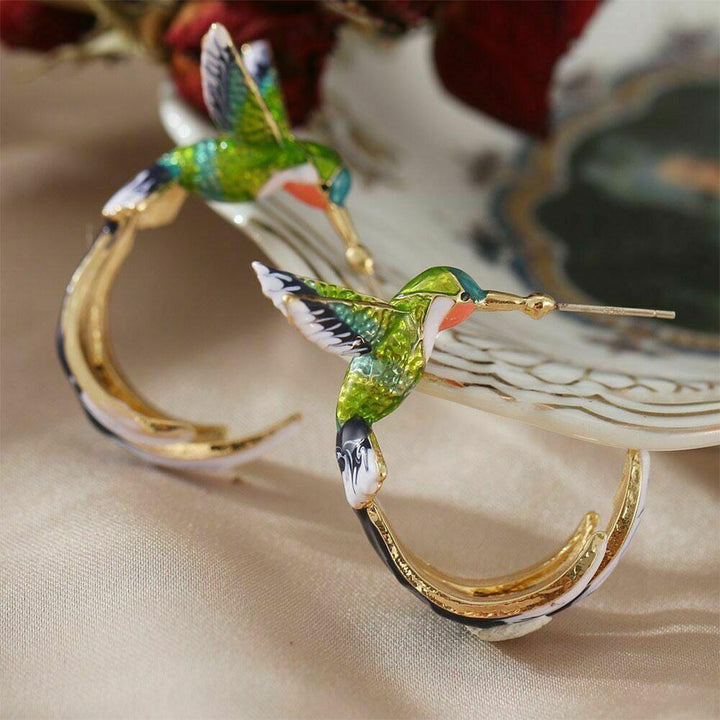 Boucles d'oreilles créatives uniques en forme de colibri