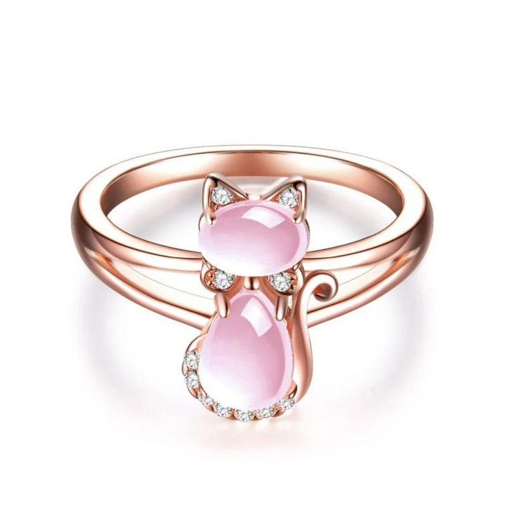 Bague avec un chat en or rose