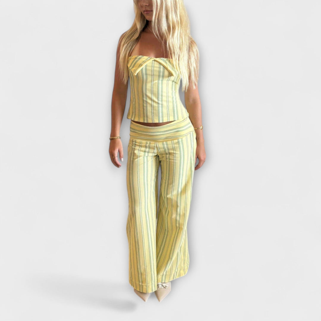 Anastasia - Ensemble de pantalon rayé classique