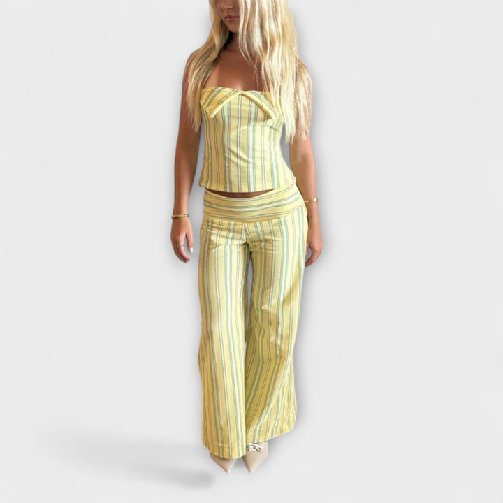 Anastasia - Ensemble de pantalon rayé classique