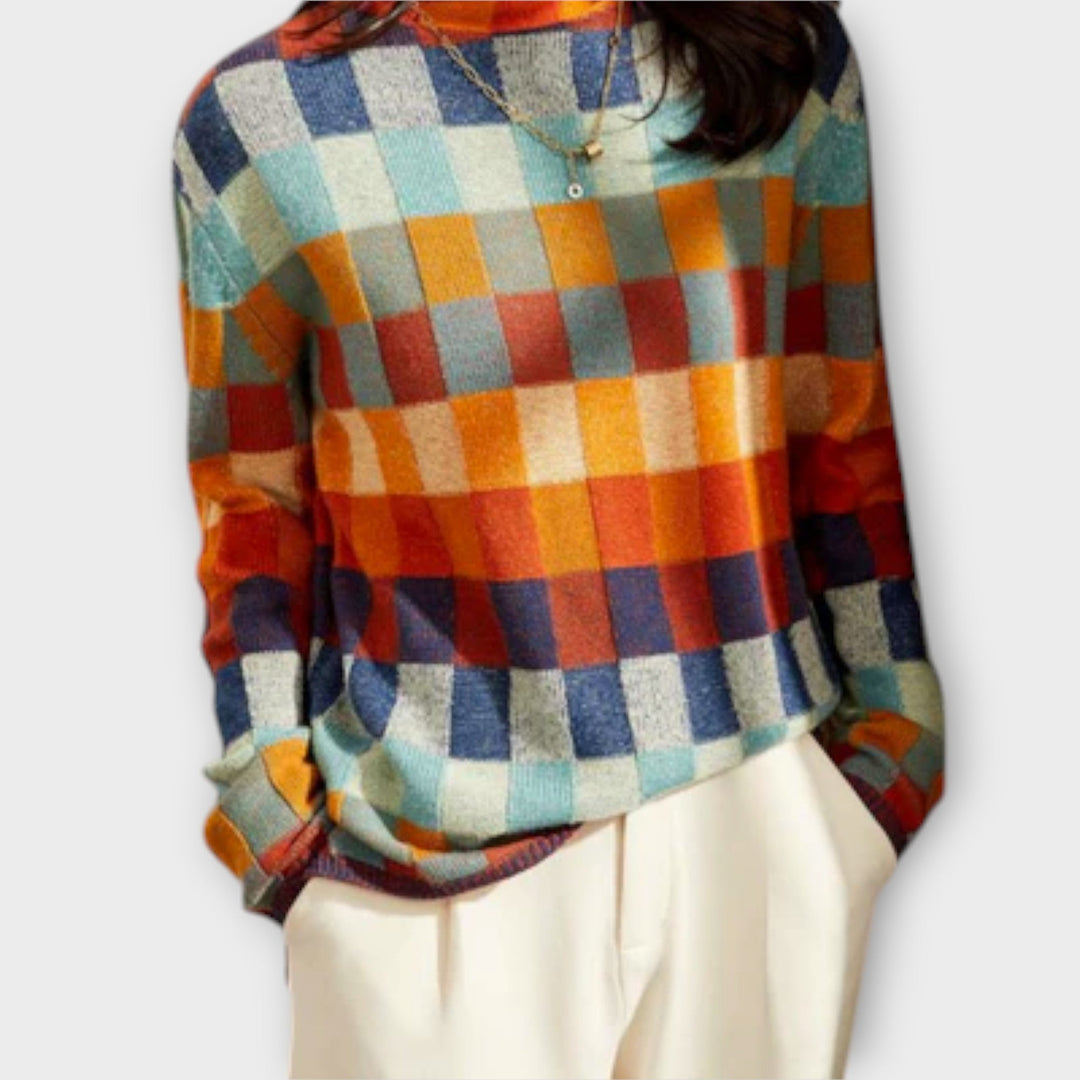 Erika – Pull col roulé en patchwork