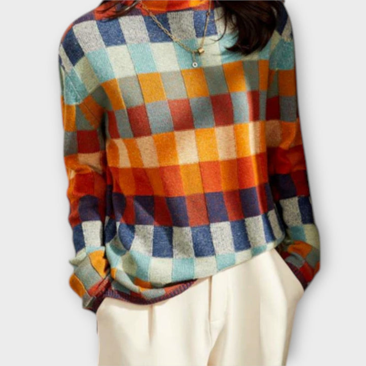 Erika – Pull col roulé en patchwork