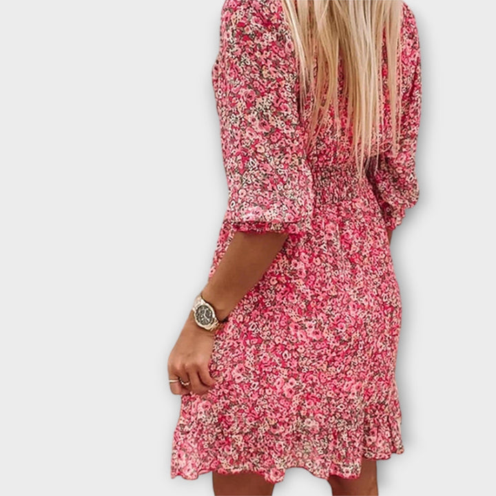Robe fleurie à manches ballons pour femmes