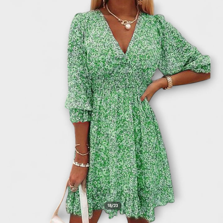 Robe fleurie à manches ballons pour femmes