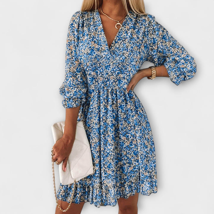 Robe fleurie à manches ballons pour femmes