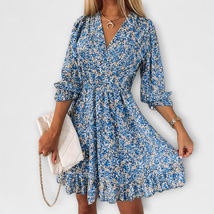Robe fleurie à manches ballons pour femmes