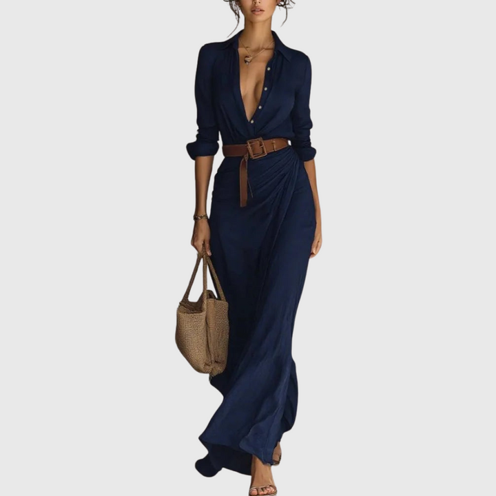 Thames – Robe maxi croisée élégante
