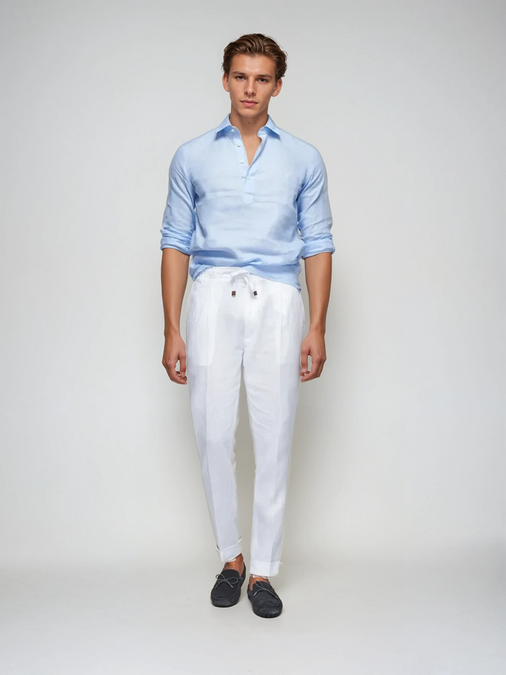 Chemise Pop-over en Lin - Bleu Clair