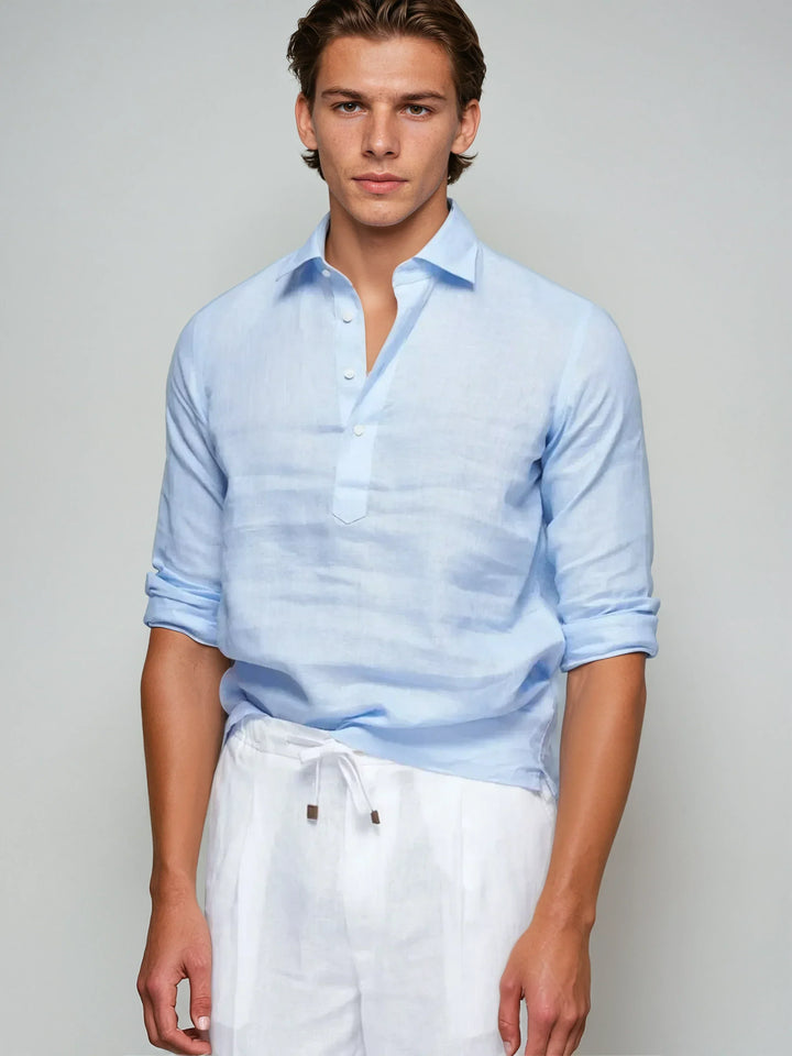 Chemise Pop-over en Lin - Bleu Clair