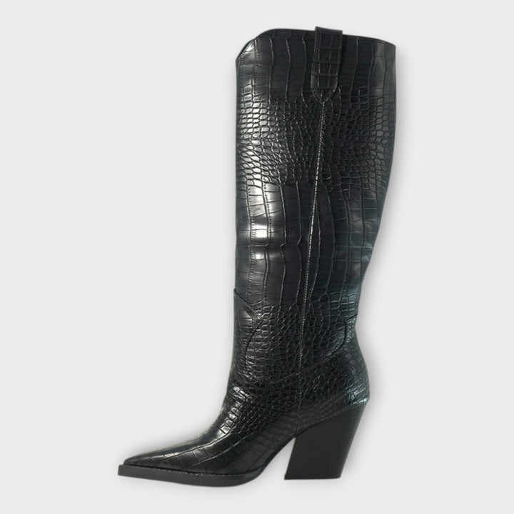Bottes avec motif crocodile et talon élégant