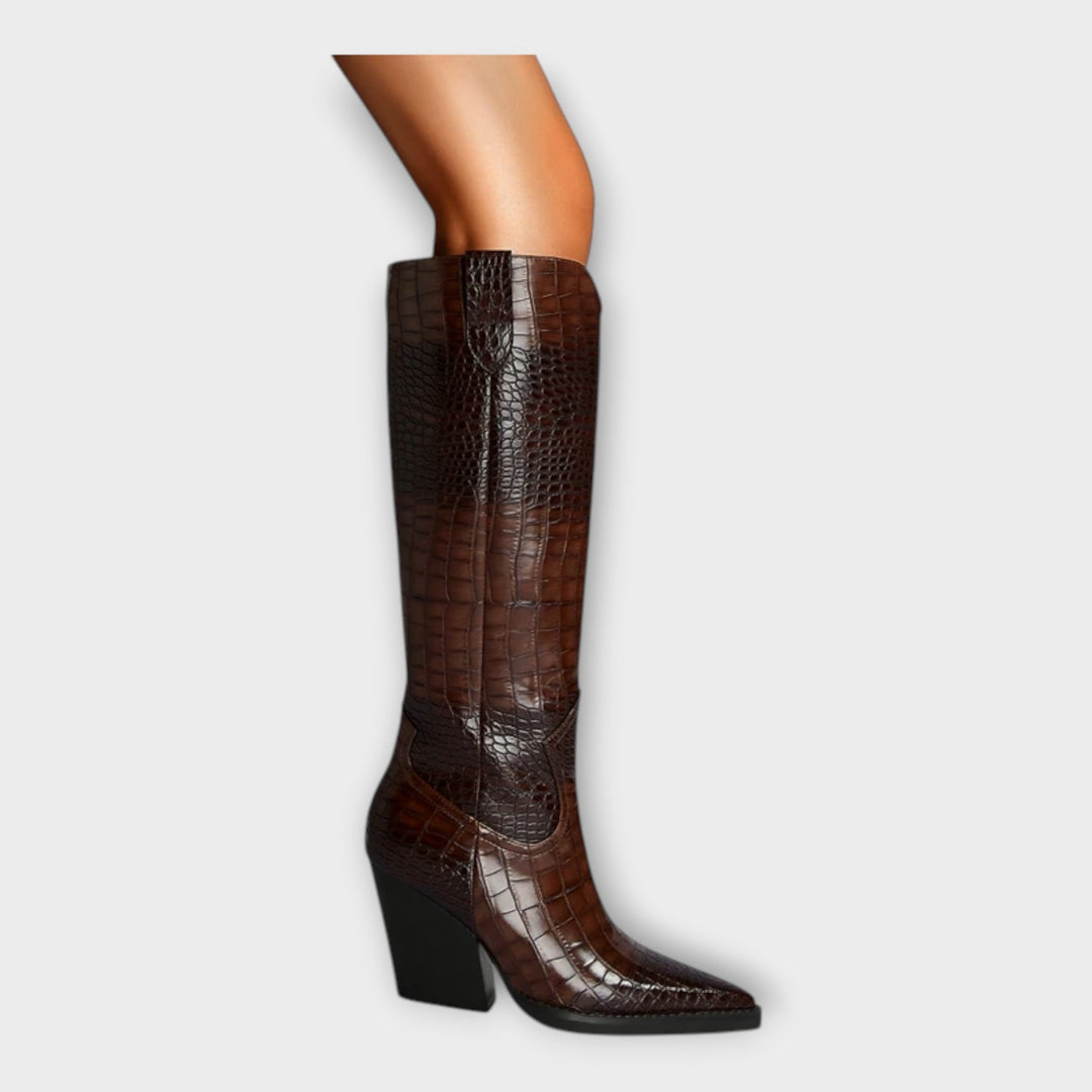 Bottes avec motif crocodile et talon élégant