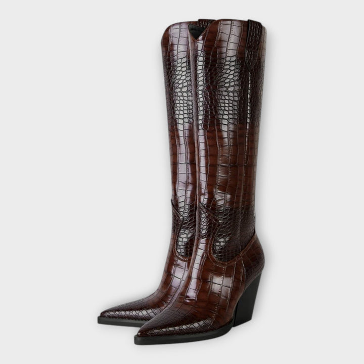 Bottes avec motif crocodile et talon élégant