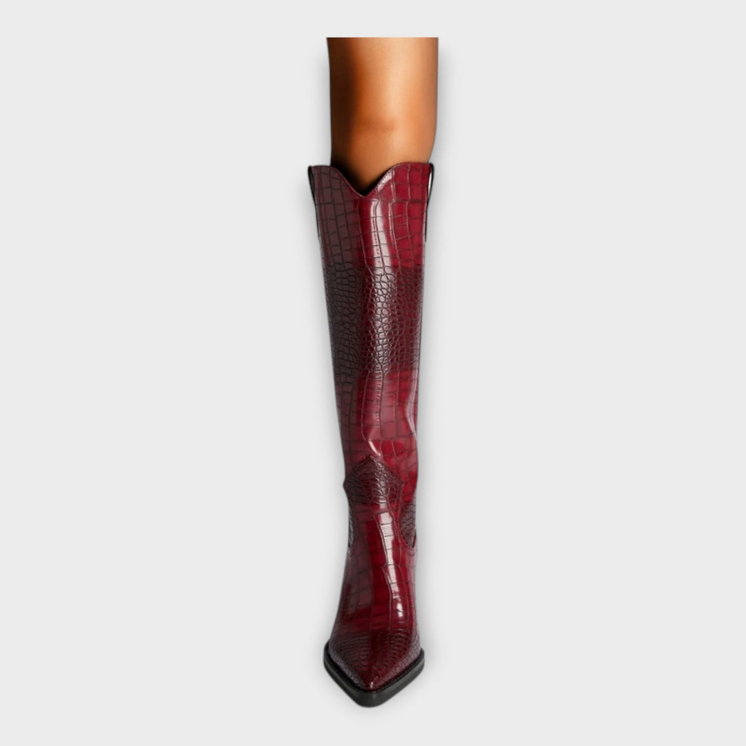 Bottes avec motif crocodile et talon élégant