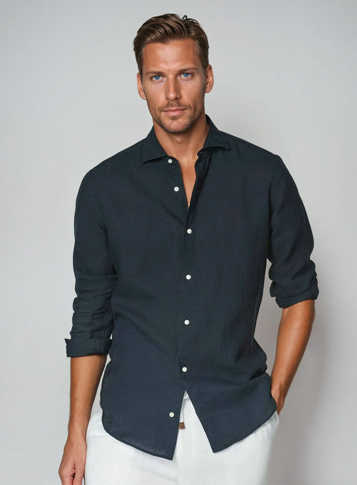 Chemise en Lin Essentielle - Bleu Marine