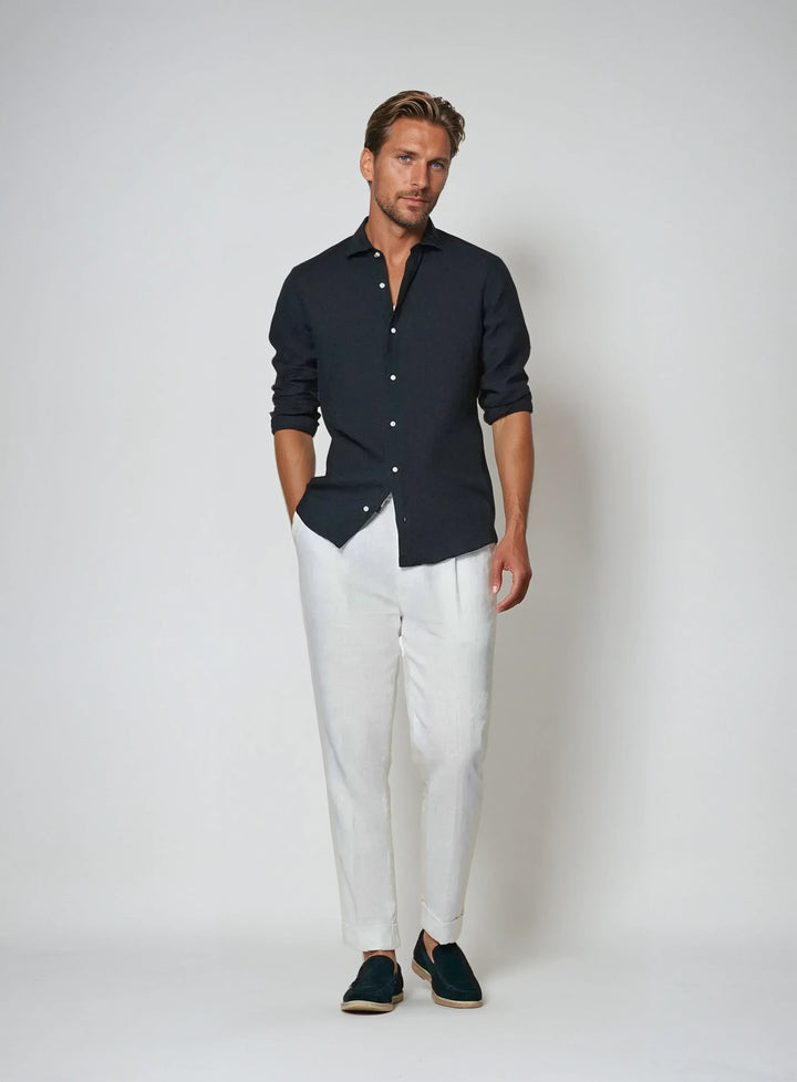 Chemise en Lin Essentielle - Bleu Marine
